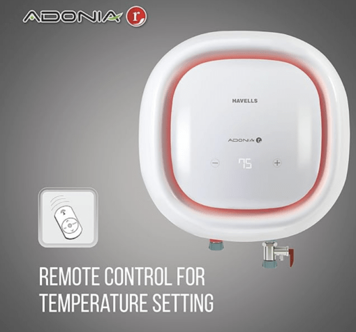 Havells Adonia R 10 Litre Vertical Storage Water Heater 5 Star With Remote Control (White), Wall Mounting - Image 2